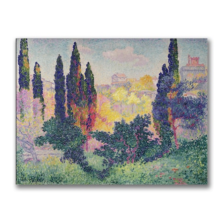 Henri Edmond Cross 'The Cypresses At Cagnes' Canvas Art,18x24